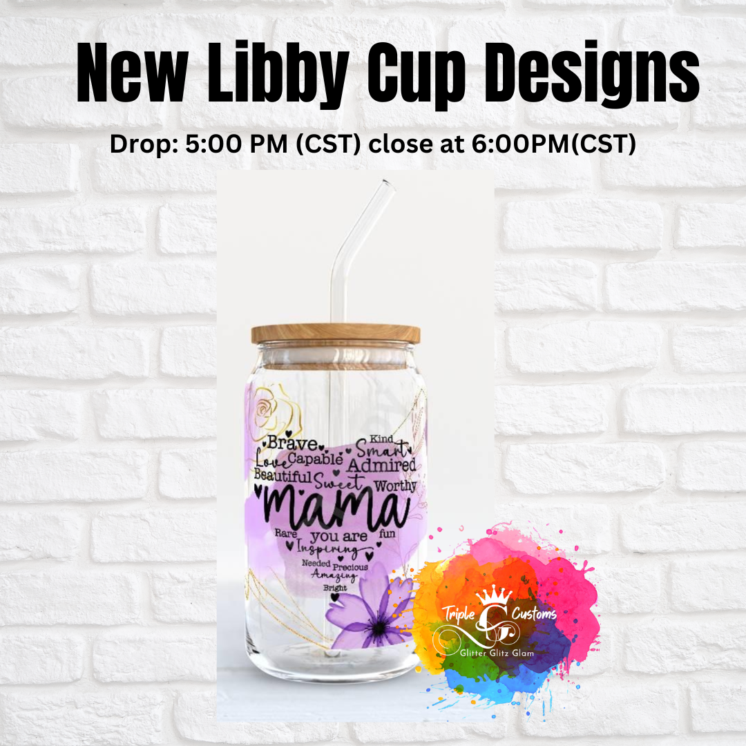 16 oz Glass Cups With Bamboo Lids – Triple G Customs Glitter Glitz Glam