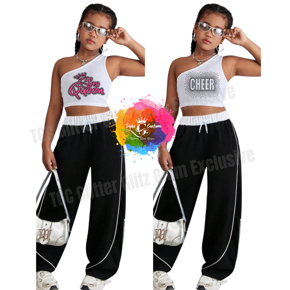 Rhinestone Crop 2-Piece Set