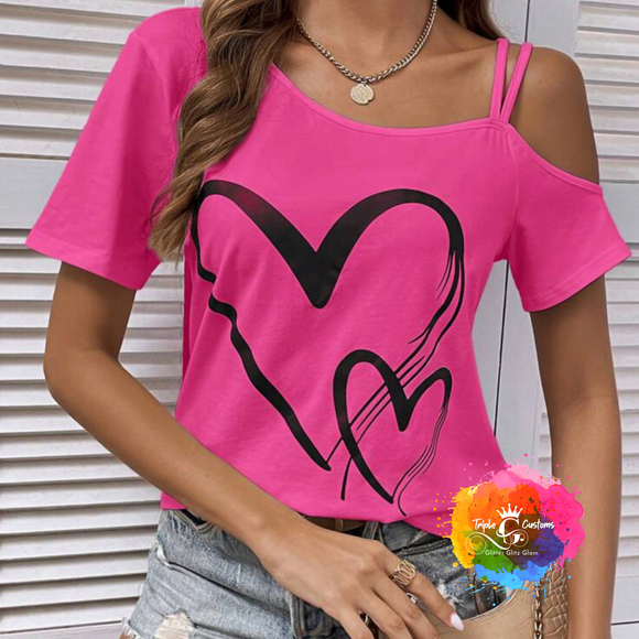 Cheer Mom Heart Off The Shoulder