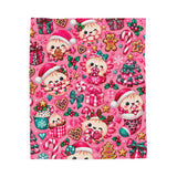 Christmas Kawaii Plush Blanket — Pink Santa Bear Holiday Throw