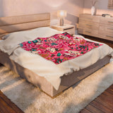 Christmas Kawaii Plush Blanket — Pink Santa Bear Holiday Throw
