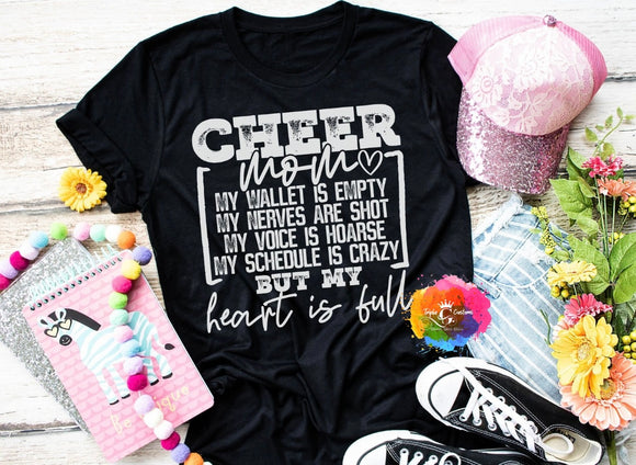 Cheer Mom My Heart Is Full Graphic Tee